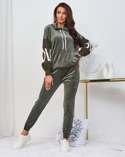 Royalfashion Черный велюровый женский спортивный костюм