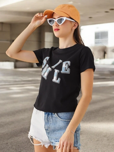 Женская хлопковая блузка Royalfashion с надписью