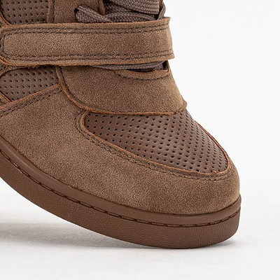 Mergaičių rudi sportbačiai ant kambarinio pleišto Janomi- Shoes
