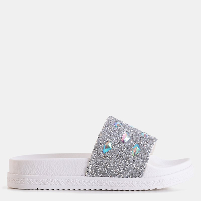 Белые женские шлепанцы со стразами Sailor