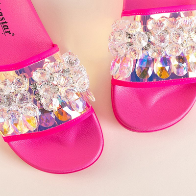 Розовые женские шлепанцы со стразами Halpasi