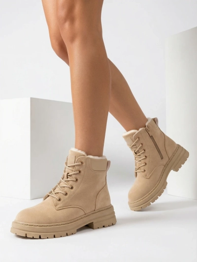 "Royalfashion" Šviesiai rudi apšiltinti moteriški traperių batai "Radoras"