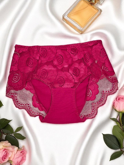 Royalfashion Medvilninės moteriškos kelnaitės, bikini stiliaus su nėriniais Nėrinių Komfortas
