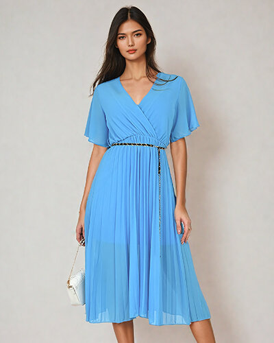 Royalfashion Женское плиссированное платье-миди