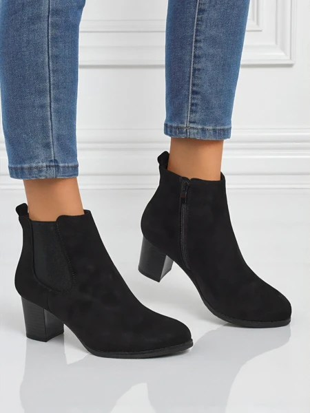 Botki damskie eko zamszowe na obcasie Velvet Trace - mega stylowe!