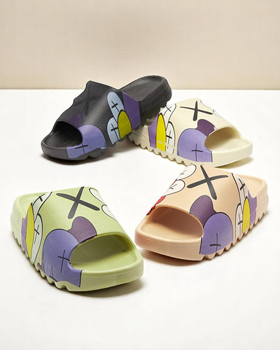 Moteriški sandalai „Flora“ kreminės spalvos guminiai patogūs vasarai