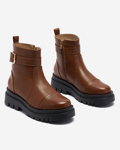 Коричневые женские сапоги с пряжкой Utilas - Обувь