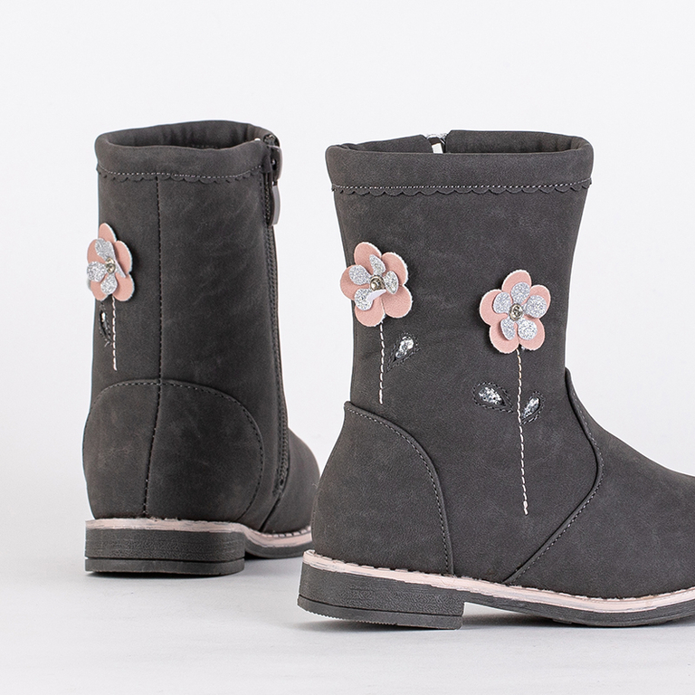 Mergaičių pilki batai su dekoratyviniu Amini-Shoes batviršiu
