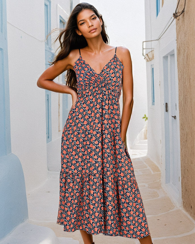 Royalfashion Женское длинное платье с цветочным узором