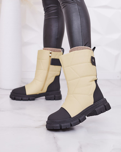 Royalfashion Juodos ir smėlio spalvos matiniai moteriški batai storesniu padu Pihoppi