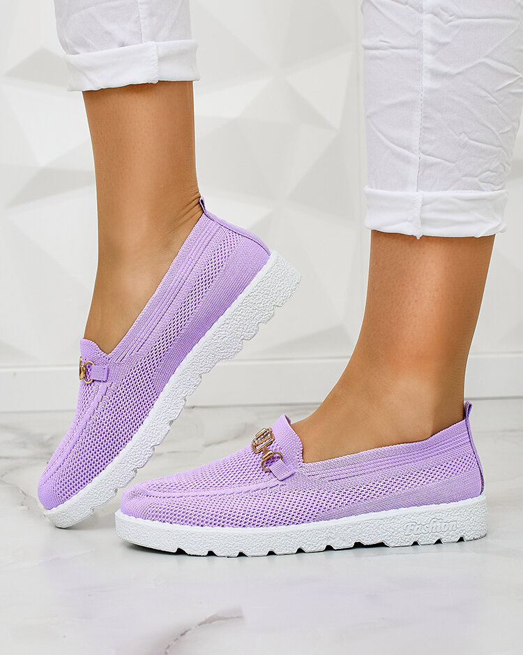 Royalfashion Женские тканевые мокасины с золотым украшением Erticae