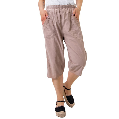 Moteriškos 3/4 tiesios, chaki spalvos PLUS SIZE spalvos kelnės - Drabužiai