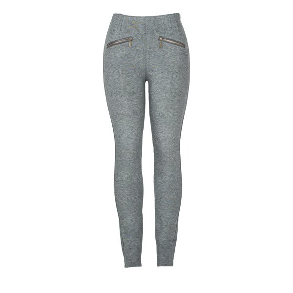 Светло-серые брюки с завышенной талией - Брюки