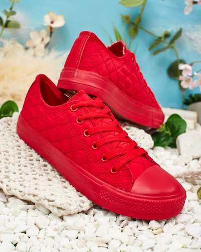 Moteriški laisvalaikio bateliai „Stella“ raudoni medžiaginiai sportiniai vasarai