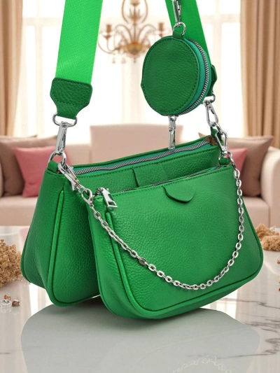 Женская сумка Pola Verde – зеленая, экокожа, 3в1, стильная
