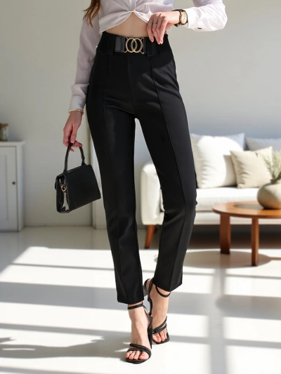 Женские treggings Royalfashion из хлопка с складкой