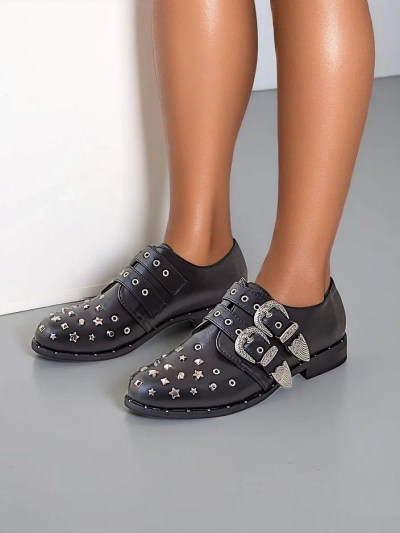 Royalfashion Женские низкие туфли с шипами и пряжками Goffel