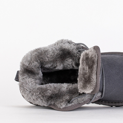 Vaikiški aulinukai „Luna“, balandžio pilkos spalvos, odiniai, patogūs žiemai