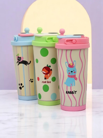 Royalfashion Terminis puodelis su dangteliu ir temperatūros jutikliu Mielos gyvūnėlės