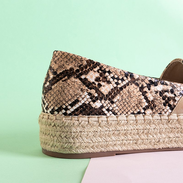 Šviesiai rudos moteriškos espadrilės su „Erilla“ kristalais - Batai