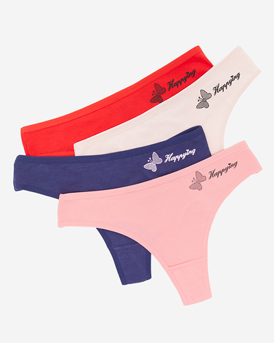 Классические хлопковые женские стринги красного цвета - Нижнее белье