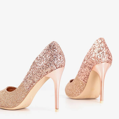 Розово-золотые туфли с мерцающим покрытием Florianna