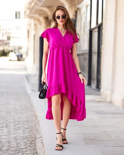 Royalfashion Moteriška midi suknelė su asimetriniu apačia