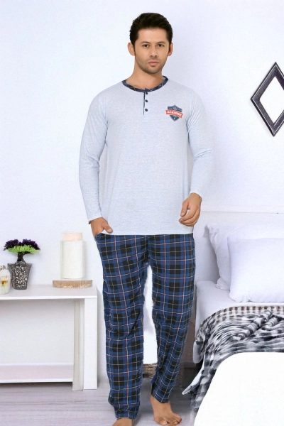 Royalfashion Мужские хлопковые пижамы в клетку