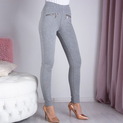 Светло-серые брюки с завышенной талией - Брюки