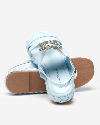 OUTLET Moteriškos mėlynos spalvos basutės su dekoratyvine Govy-Footwear sagtimi