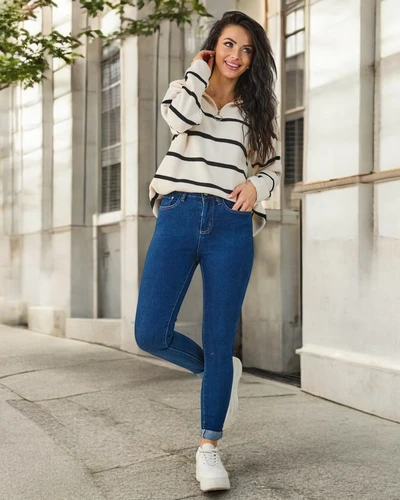 Royalfashion medvilniniai moteriški skinny džinsai