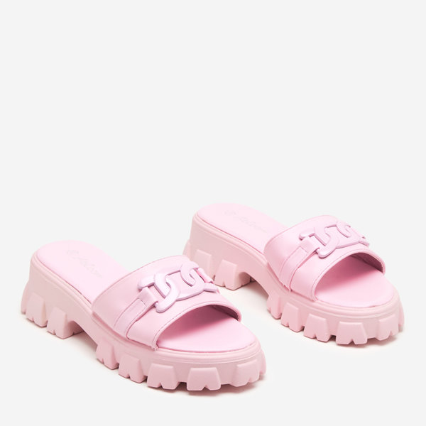 OUTLET Violetinės spalvos moteriškos šlepetės ant storesnio pado Inza-Shoes