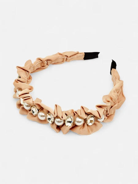 Royalfashion Opaska do włosów z marszczeniem i perełkami