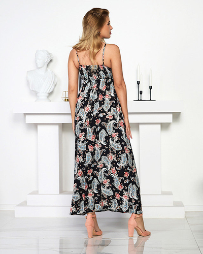 Воздушное женское макси-платье черного цвета - Одежда