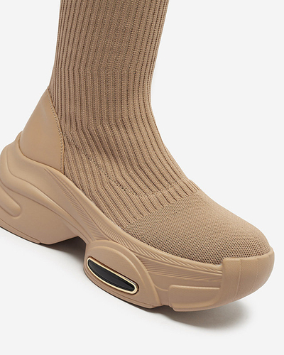 OUTLET Женские сапоги-скольжения через колено светло-коричневого цвета Georis - Обувь