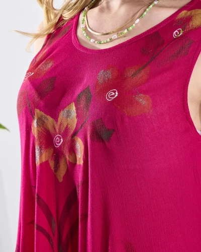 Женское цветочное пляжное платье-покрывало цвета фуксии - Одежда