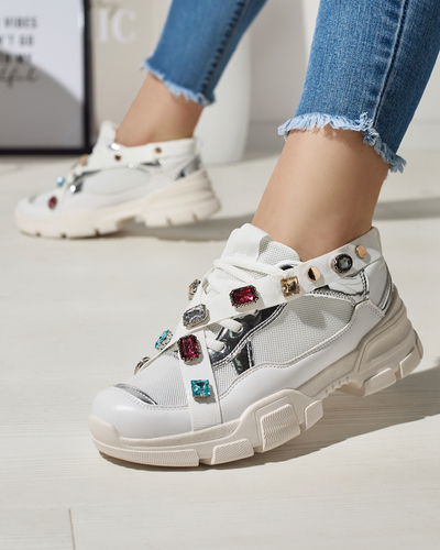 Baltos spalvos moteriški sportbačiai su storu padu „Jocasta“ - Avalynė