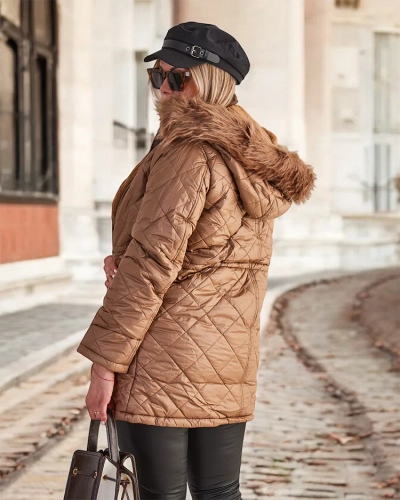 Royalfashion Женская стеганая куртка коричневого цвета
