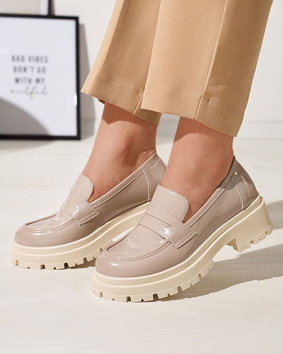 Šviesiai rudi lakuoti mokasinai moterims Noppel Footwear