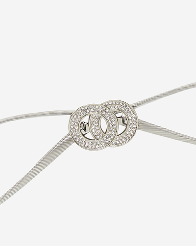 Женский серебряный эластичный пояс с украшением из фианитов - Аксессуары