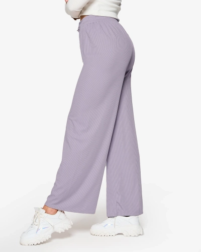 Violetinės moteriškos plačios klostuotos palazzo kelnės - Apranga