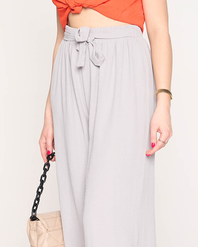 Moteriškos plačios palazzo kelnės šviesiai pilkos spalvos - Drabužiai