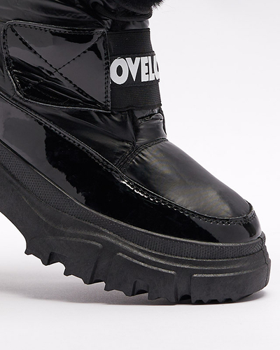 Женские ботинки-снежки на плоской подошве черного цвета Sapollo- Footwear
