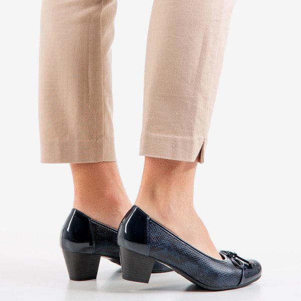 женские туфли-лодочки темно-синего цвета на низкой стойке Ruella - Обувь