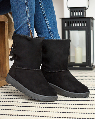 OUTLET Черные женские сапоги a'la Сапоги-снежки с бантами Massap- Footwear