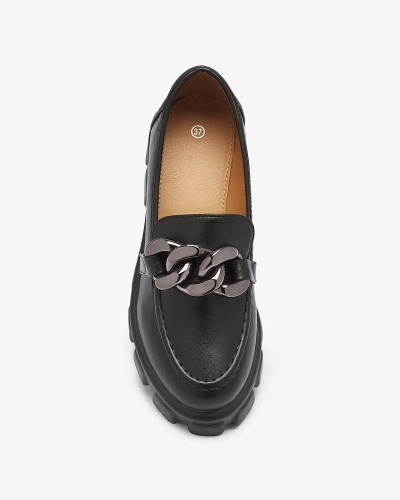 Женские мокасины из экокожи черного цвета с орнаментом Bovano- Footwear