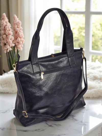 Женская сумка Calista Classica синяя из экологической кожи 47x30см
