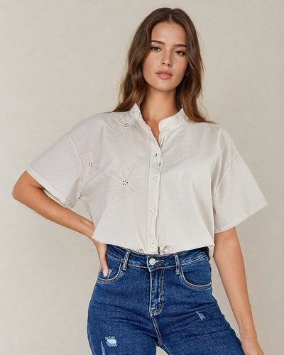 "Royalfashion" Moteriški oversize siuvinėti marškiniai