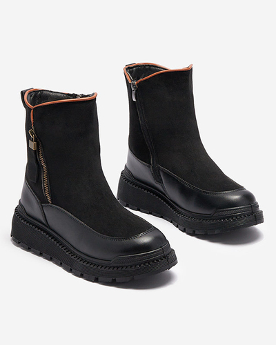 Черные женские сапоги на плоском каблуке Mefina- Footwear