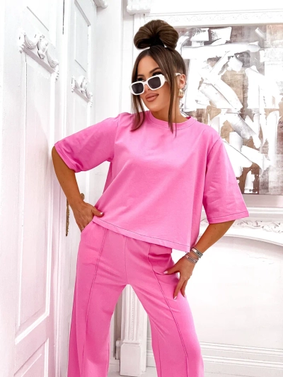 Royalfashion Женский хлопковый комплект с расклешенными брюками